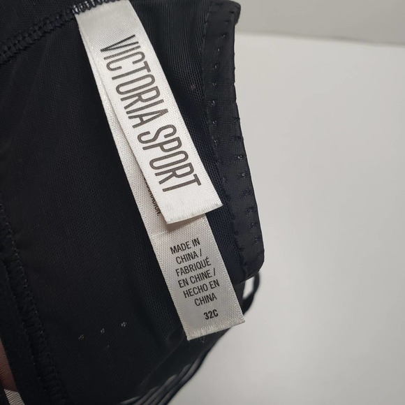 Victoria's‎ Secret Racerback Sports Bra 32C Black Mesh Band Lightly Padded - Picture 6 of 8